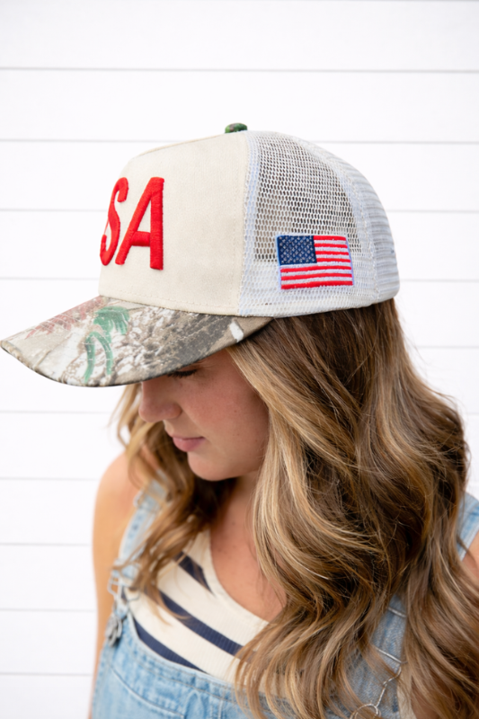 USA Vintage Trucker Hat-Camo