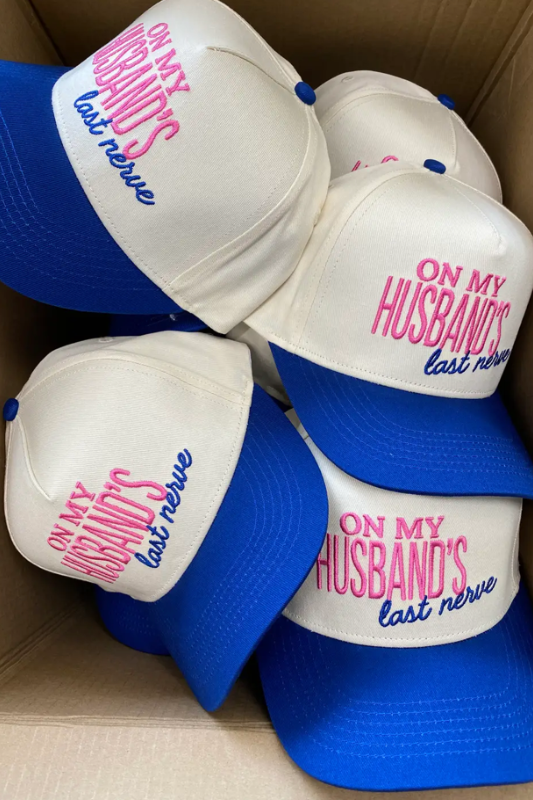 On My Husband's Last Nerve Vintage Trucker Hat