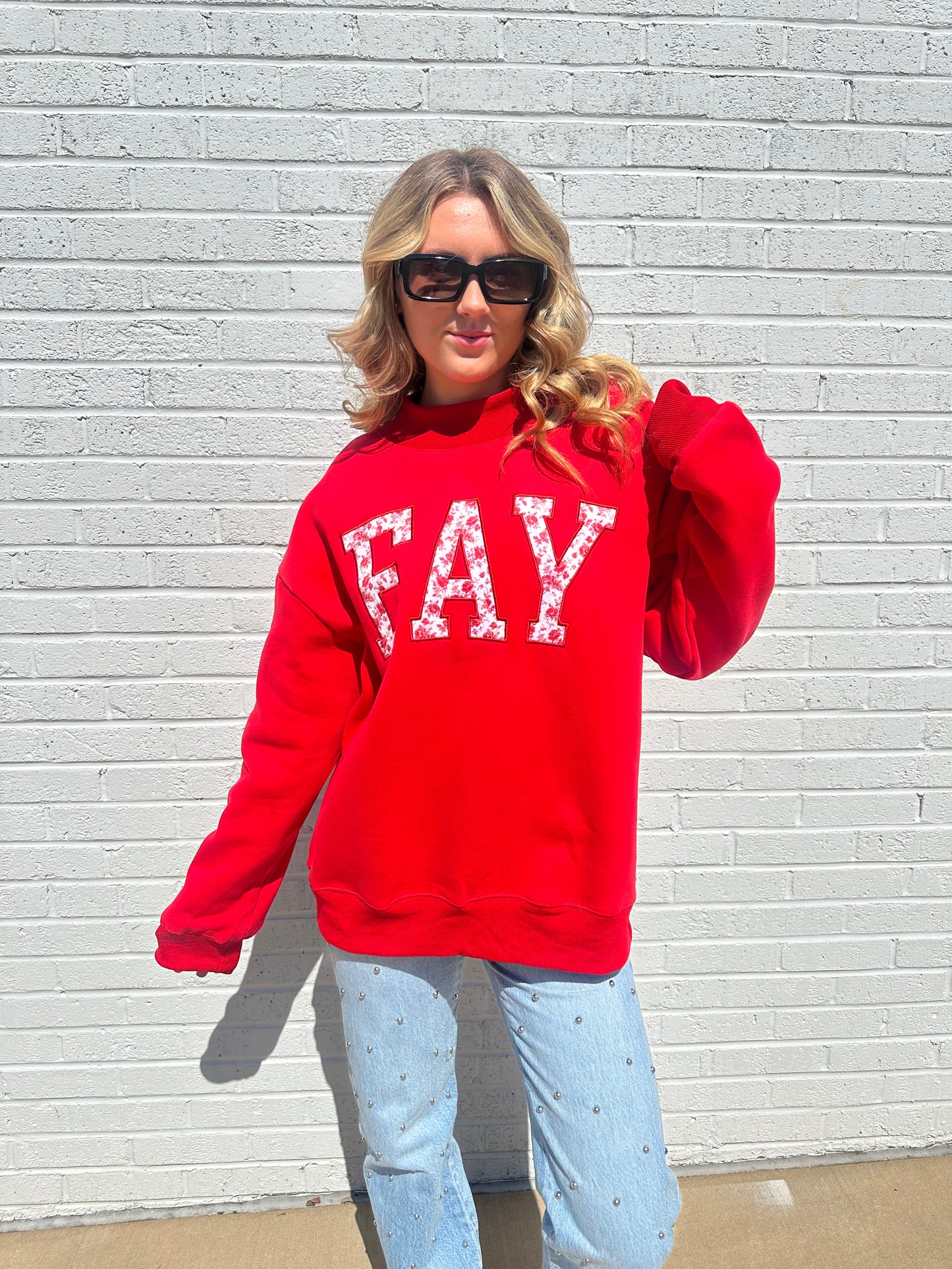 FAY Floral Embroidered Mock-Neck Sweatshirt