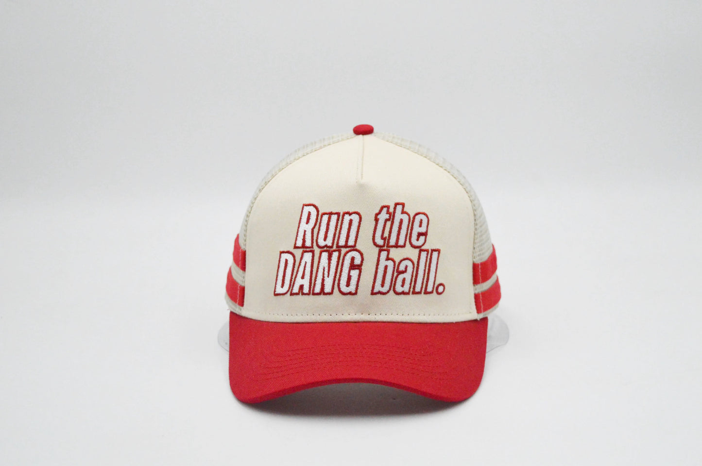 Run The Dang Ball Vintage Trucker Hat-Red
