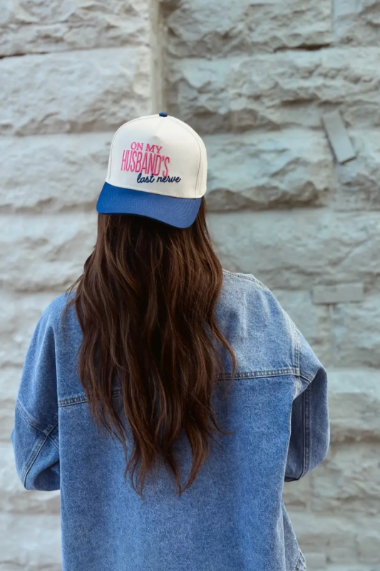 On My Husband's Last Nerve Vintage Trucker Hat