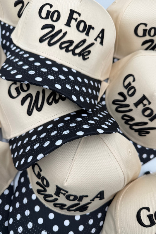 Go For a Walk Trucker Hat - Black/Natural/Polka Dot