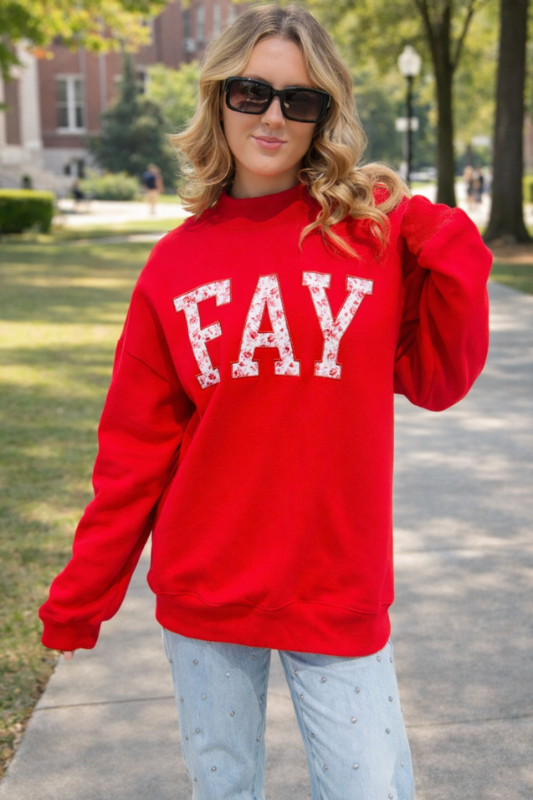 PRE-ORDER: FAY Floral Embroidered Mock-Neck Sweatshirt