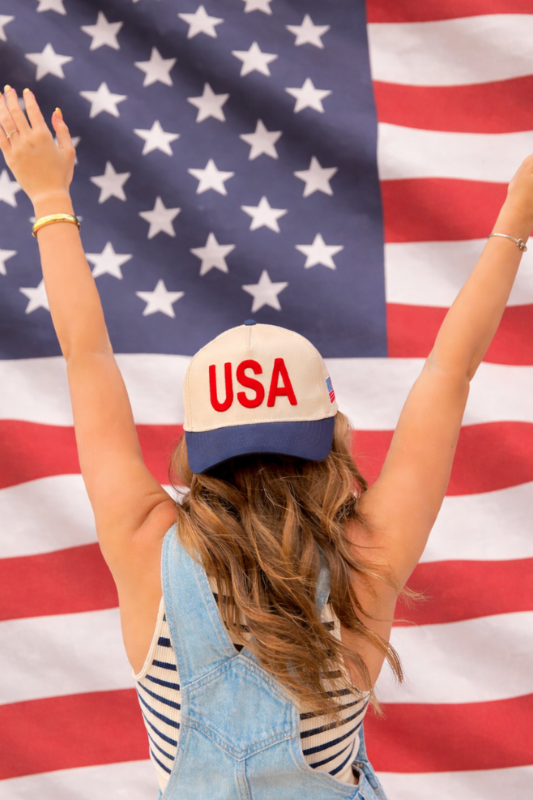 USA Vintage Trucker Hat-Blue