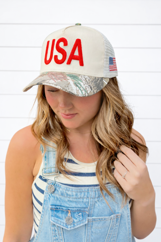 USA Vintage Trucker Hat-Camo