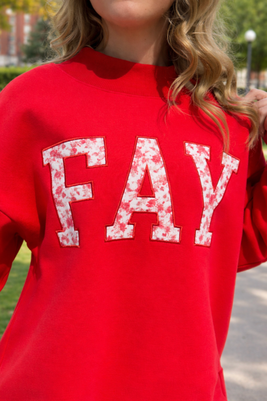 PRE-ORDER: FAY Floral Embroidered Mock-Neck Sweatshirt
