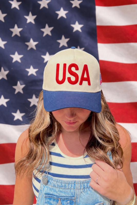 USA Vintage Trucker Hat-Blue