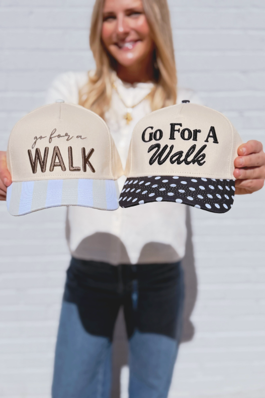 Go For a Walk Trucker Hat - Brown/Natural/Yellow Stripe