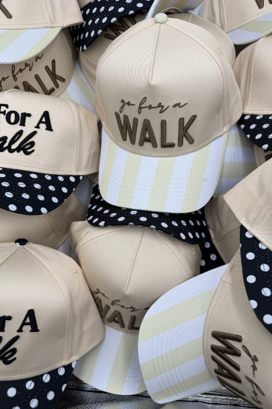 Go For a Walk Trucker Hat - Black/Natural/Polka Dot