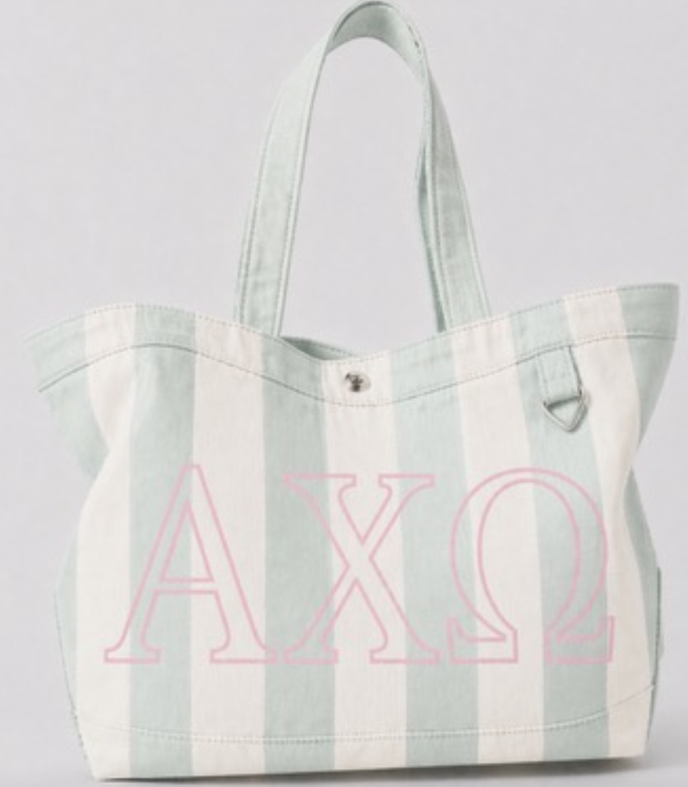 Greek Embroidered/Stripe Canvas Tote