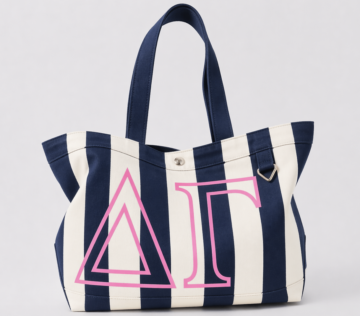 Greek Embroidered/Stripe Canvas Tote