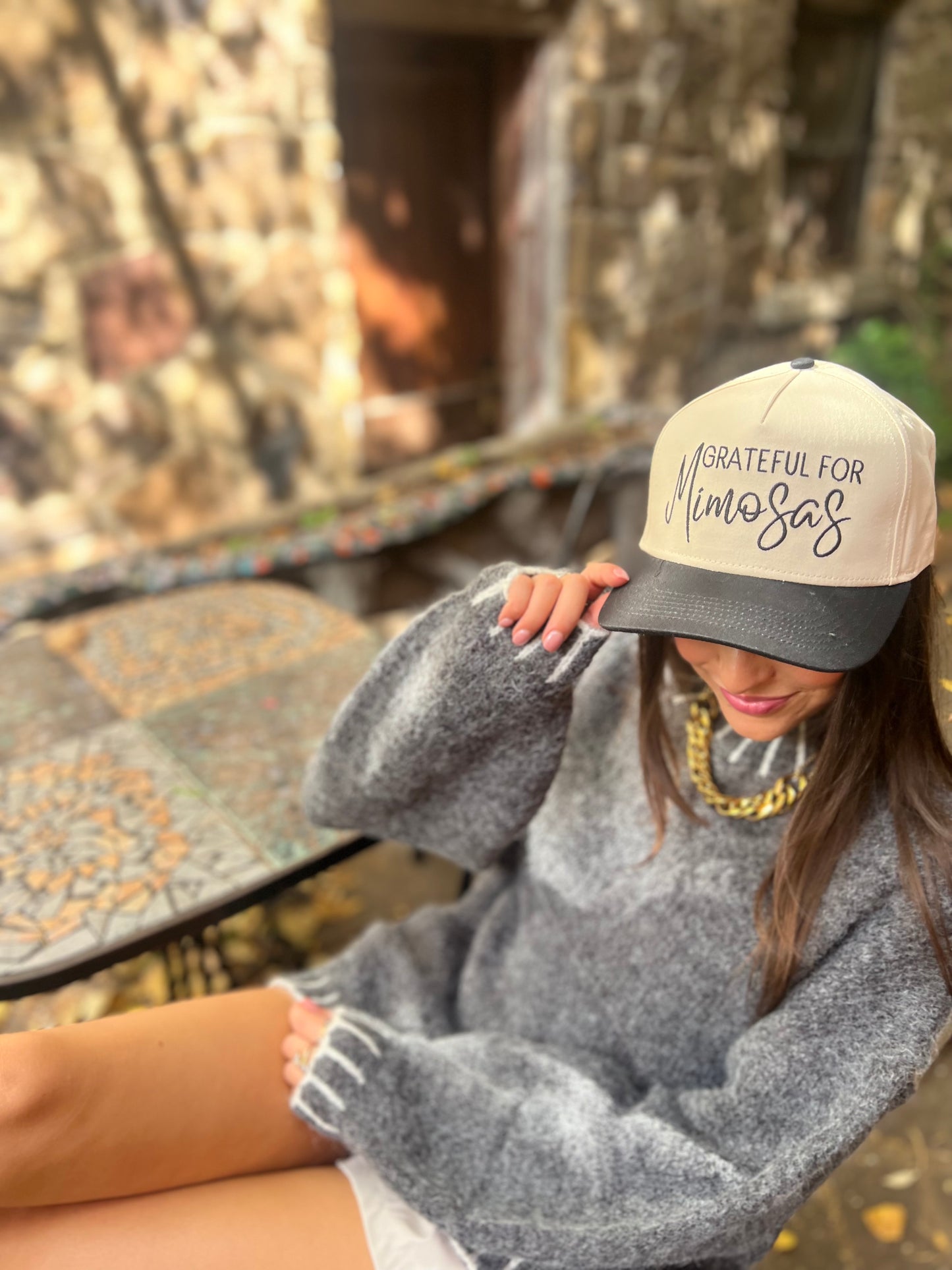 Grateful for Mimosas Embroidered Hat