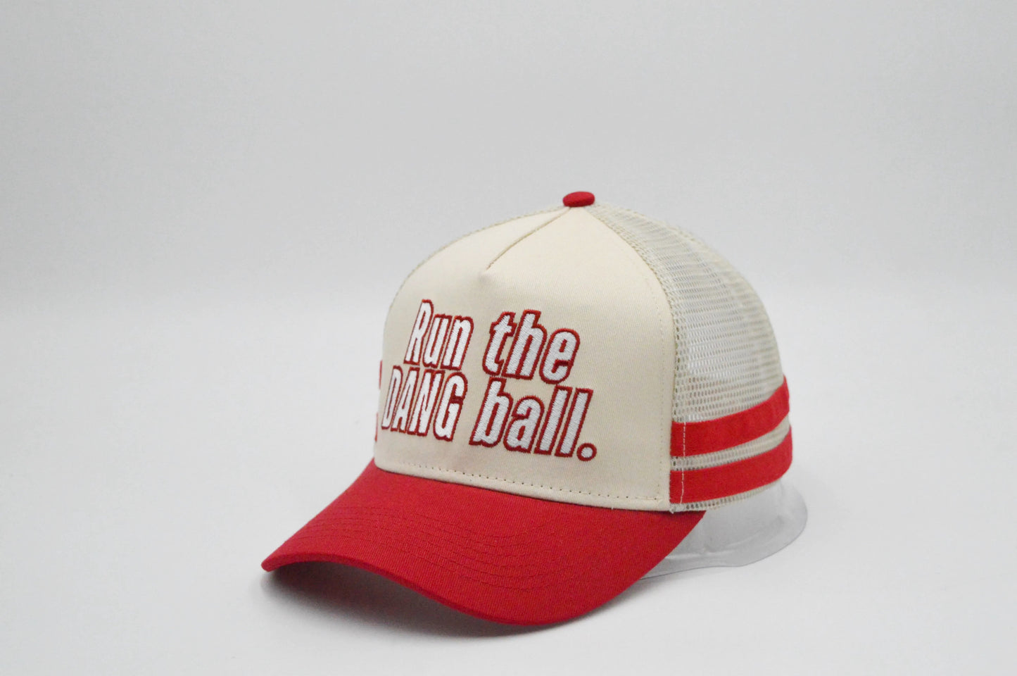Run The Dang Ball Vintage Trucker Hat-Red