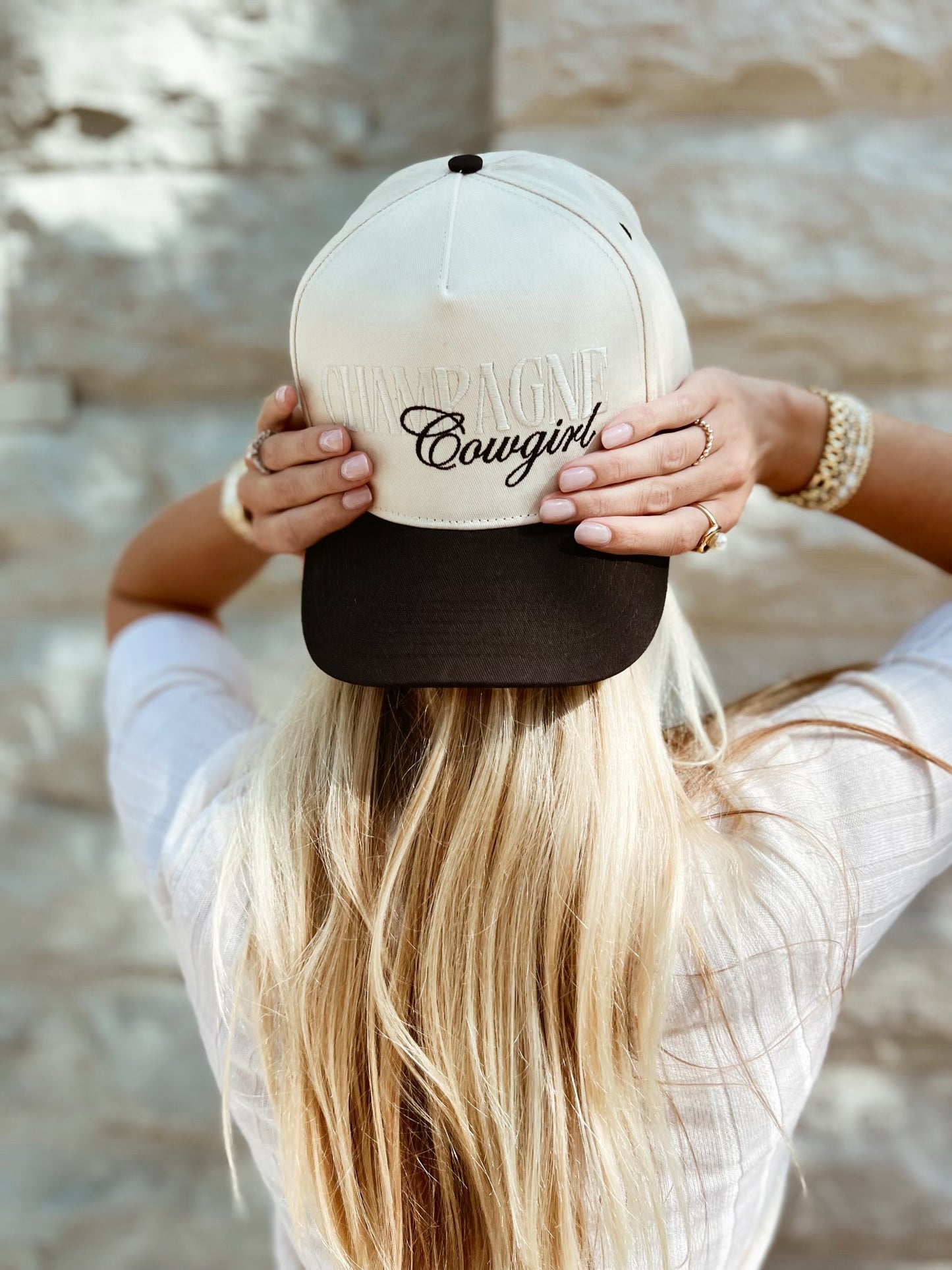 Champagne Cowgirl Embroidered Cap