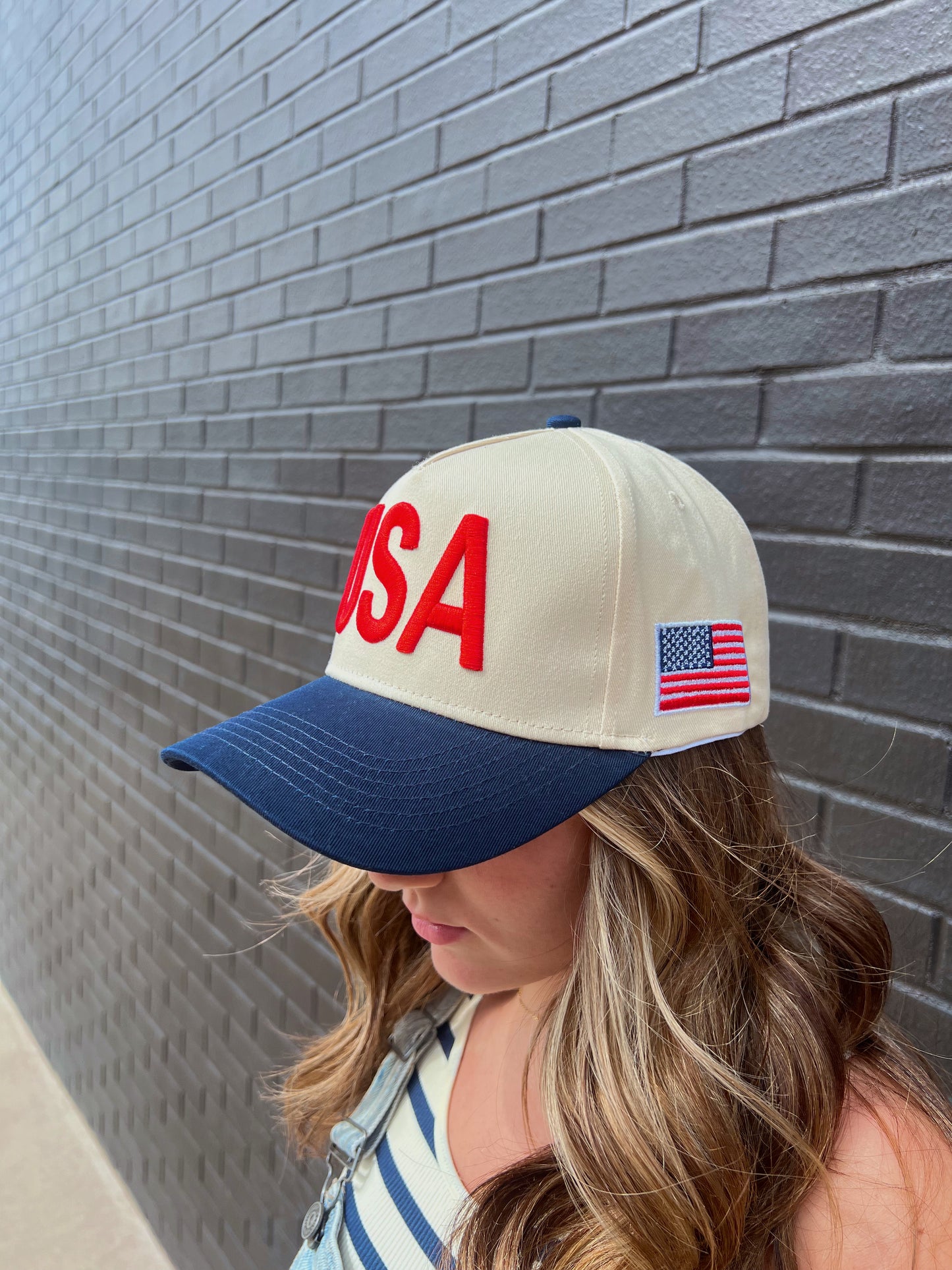 USA Vintage Trucker Hat-Blue