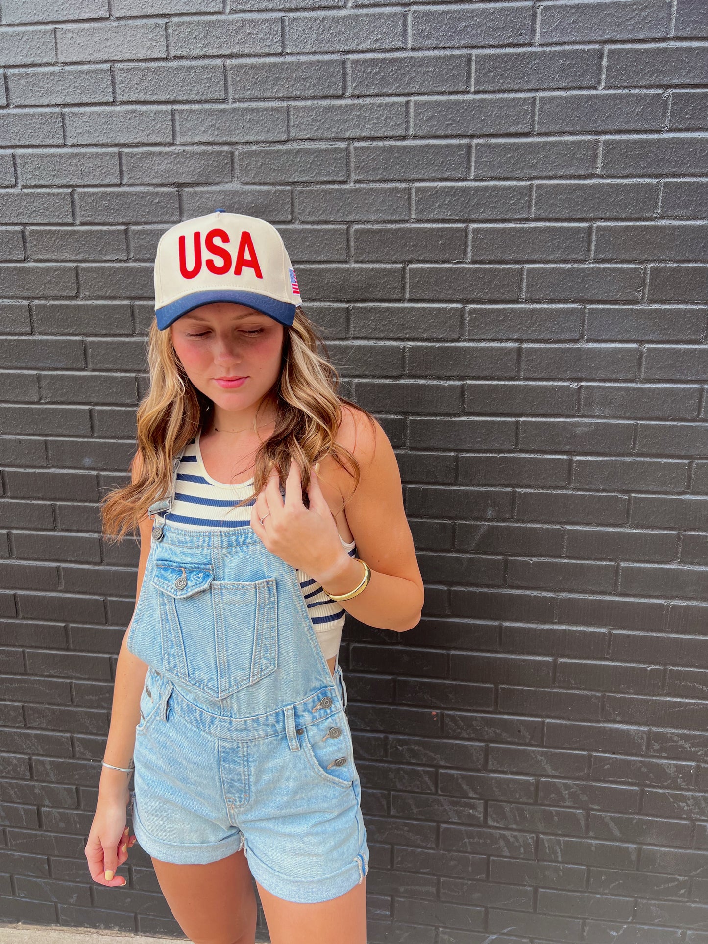 USA Vintage Trucker Hat-Blue