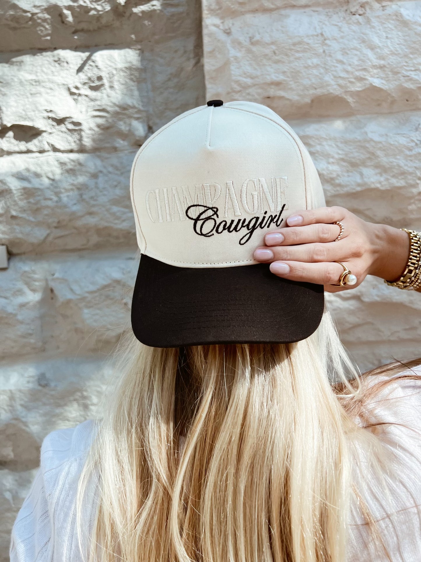 Champagne Cowgirl Embroidered Cap