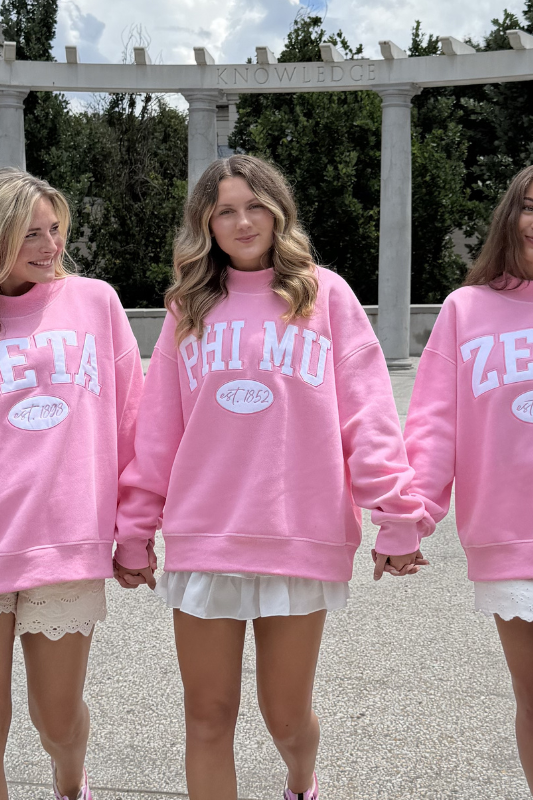 Greek Pink Established Date Mockneck Sweatshirt