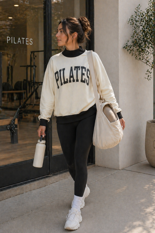 PILATES Embroidered Mockneck
