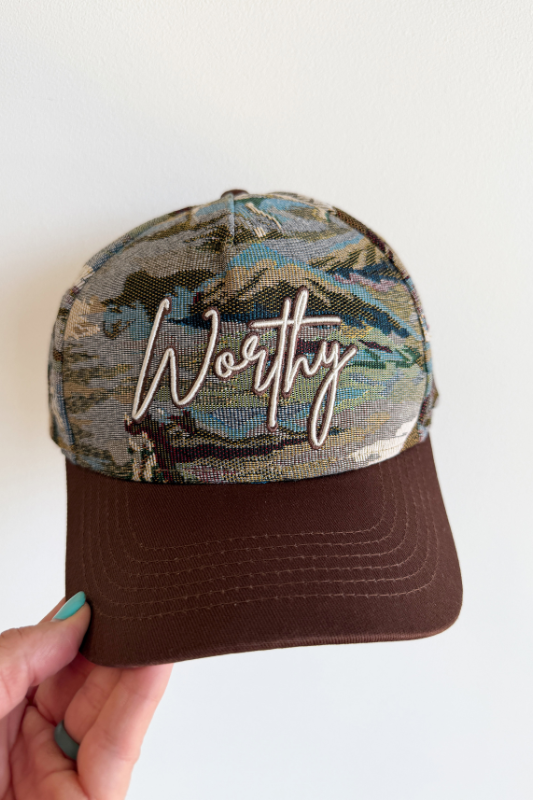 Worthy Embroidered Tapestry Trucker Hat