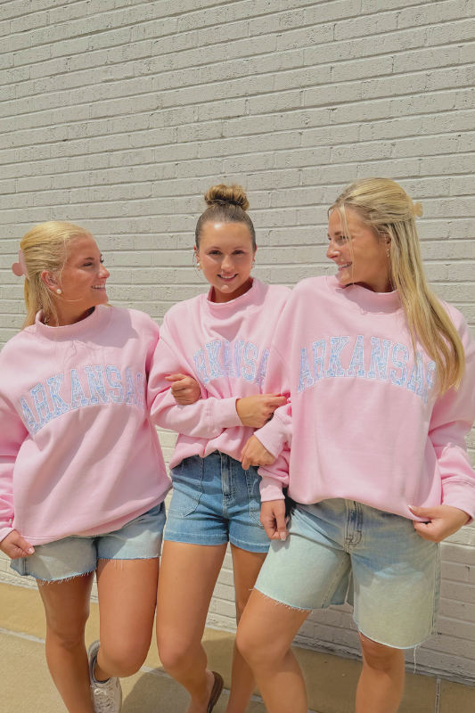 Pink Arkansas Floral Mockneck Sweatshirt