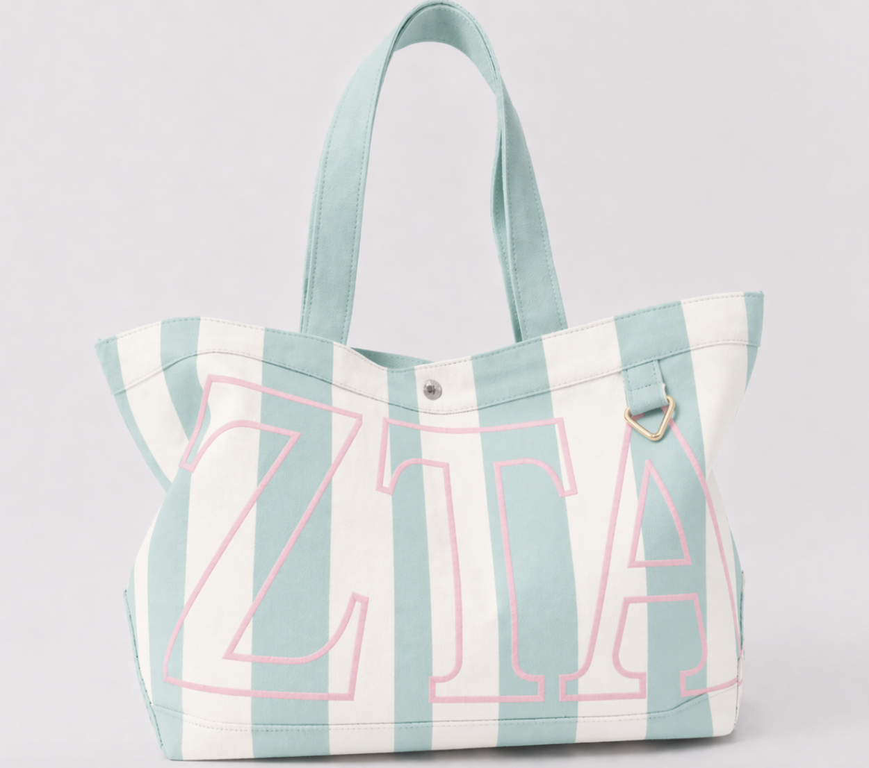 Greek Embroidered/Stripe Canvas Tote