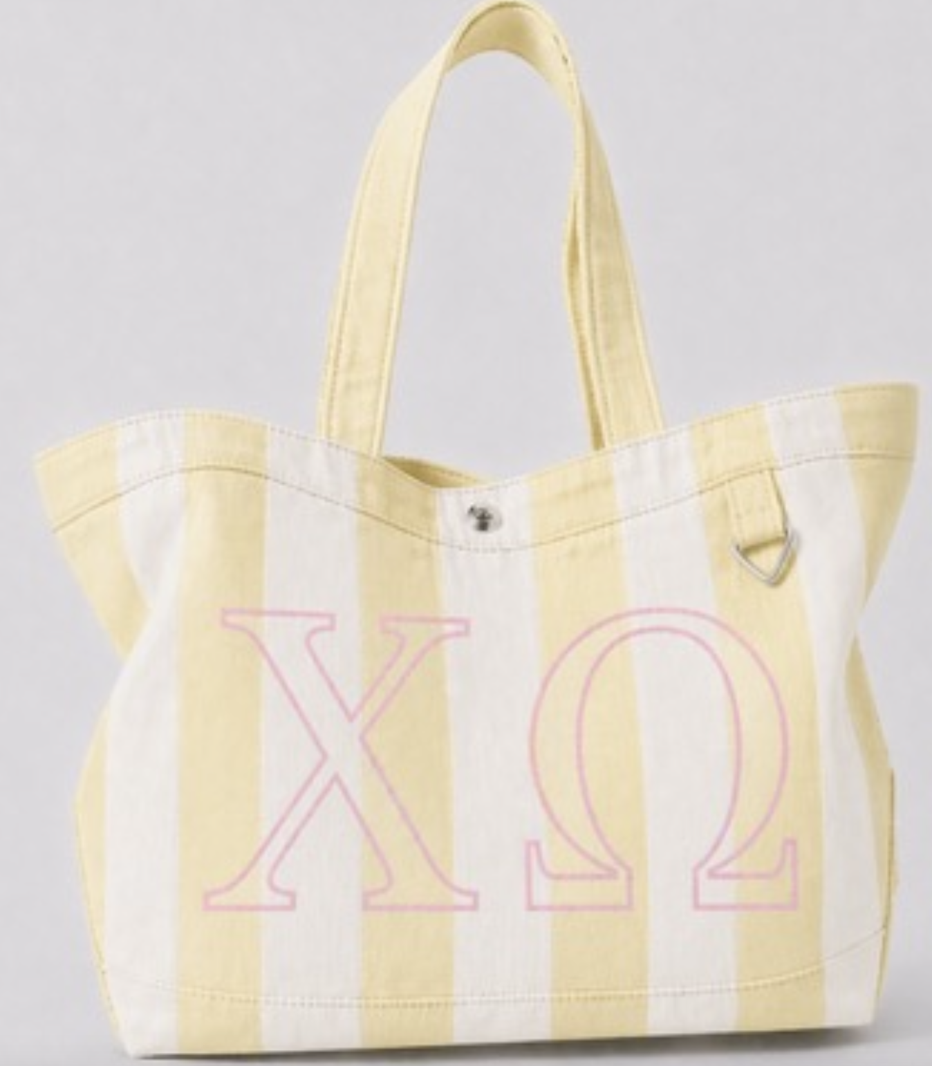 Greek Embroidered/Stripe Canvas Tote