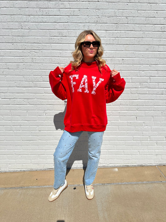FAY Floral Embroidered Mock-Neck Sweatshirt
