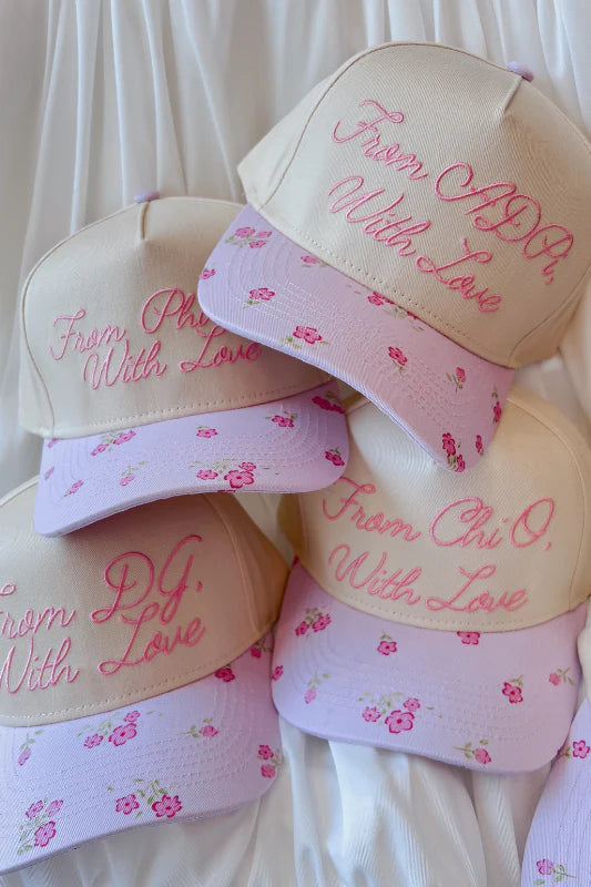 Greek With Love Floral Trucker Hat