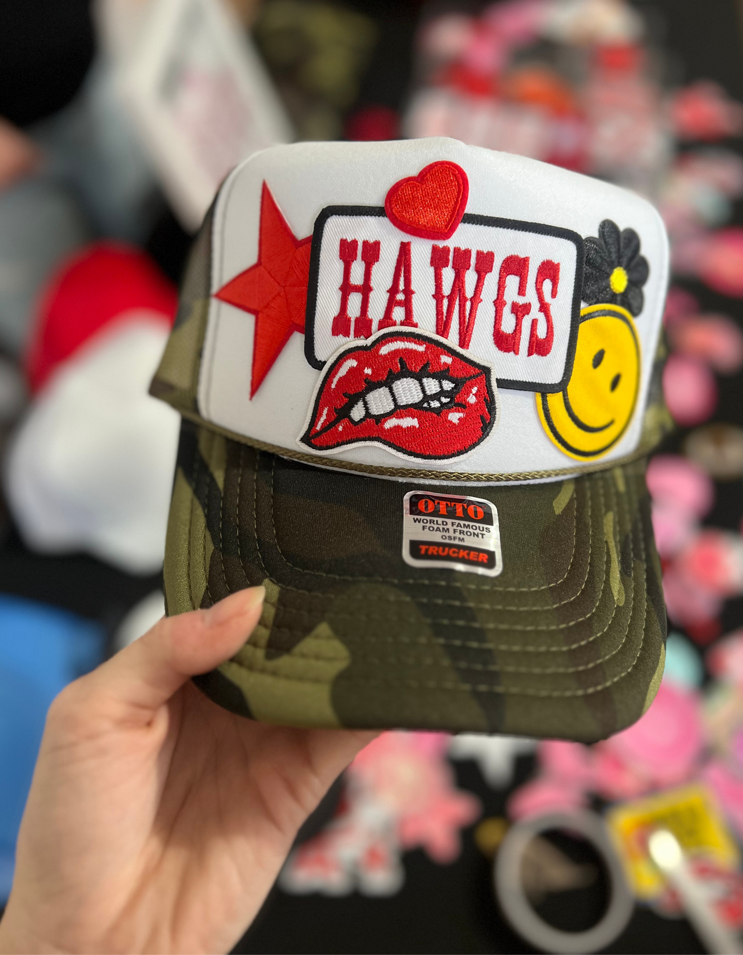 HAWGS Camo Custom Patch Trucker Hat