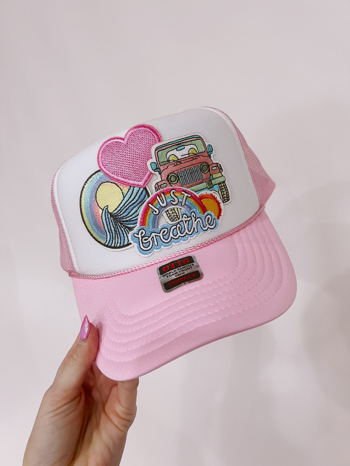 Just Breathe Custom Patch Trucker Hat