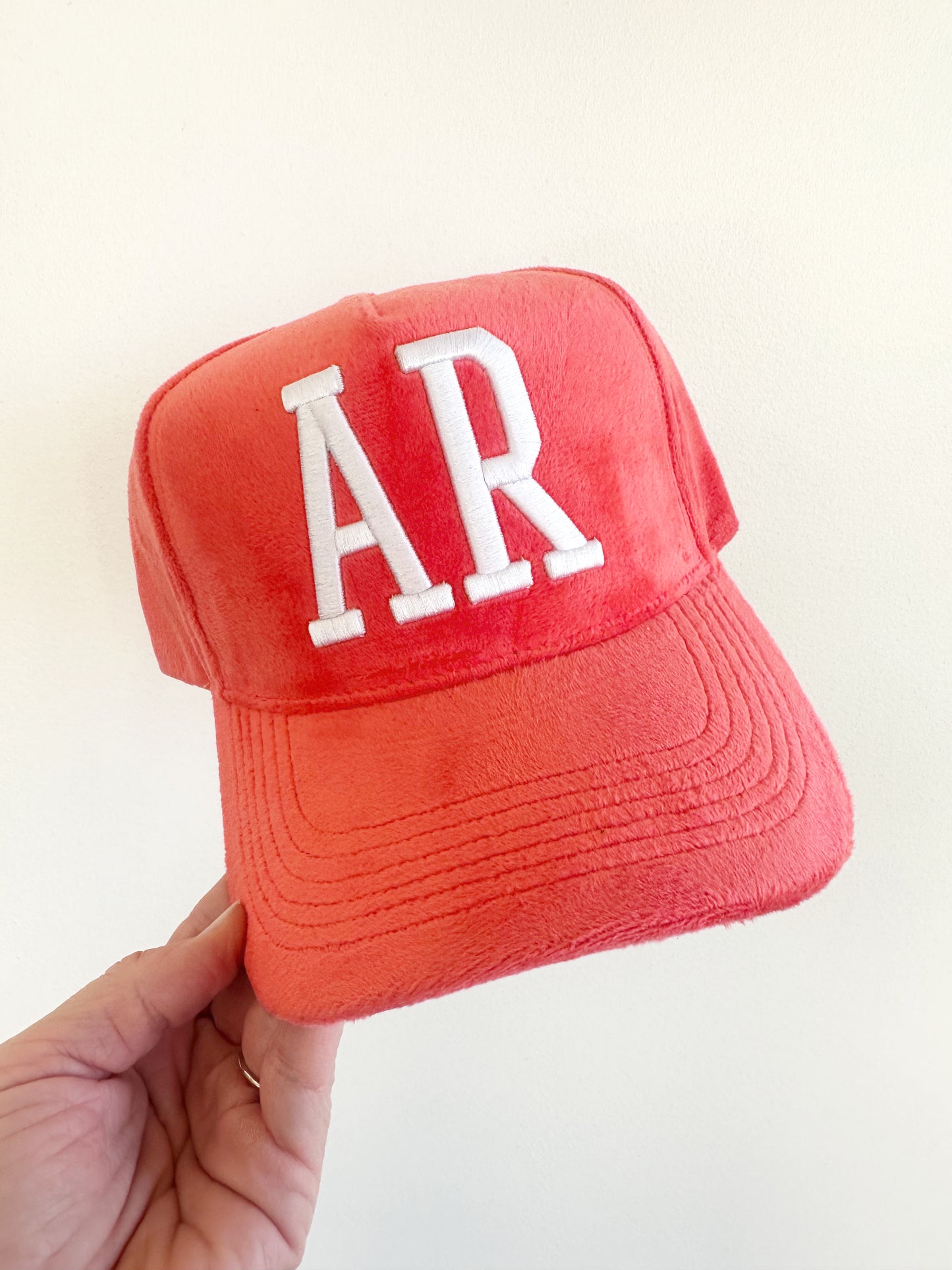 ARKANSAS Light Red Velvet Trucker Hat