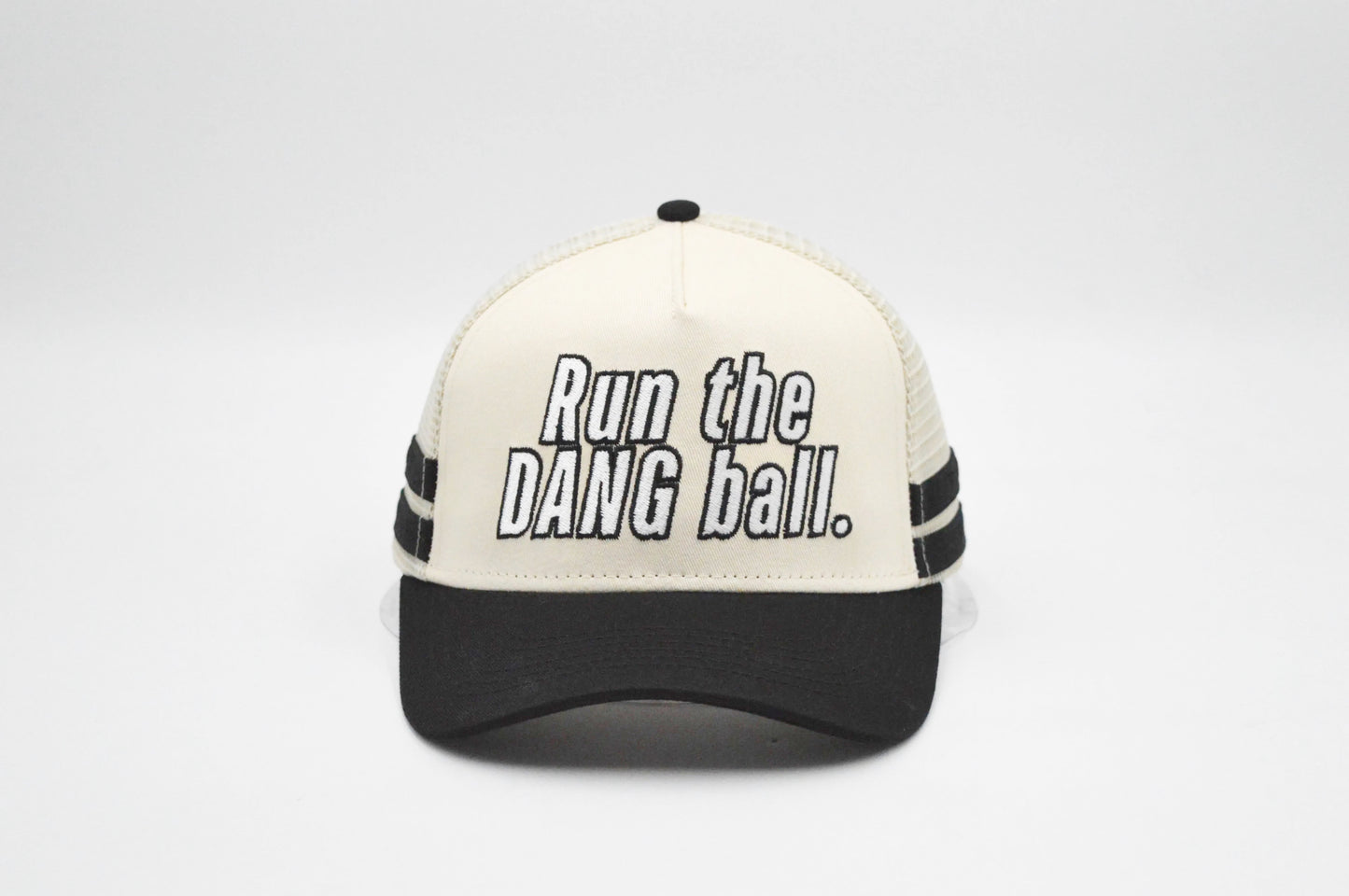 Run The Dang Ball Vintage Trucker Hat-Black
