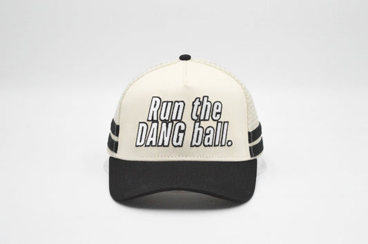Run The Dang Ball Vintage Trucker Hat-Black