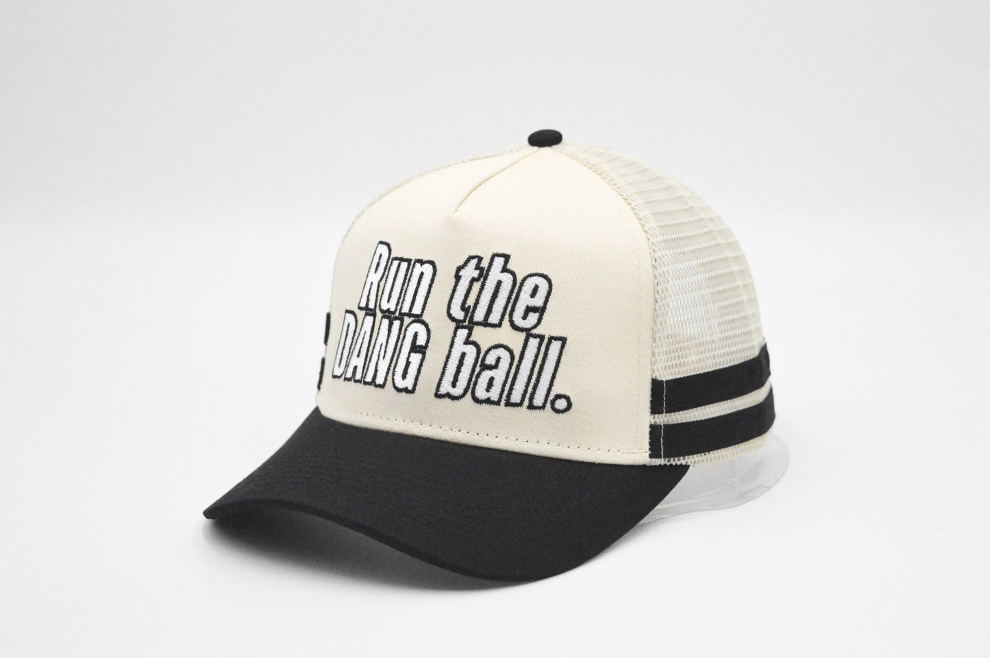 Run The Dang Ball Vintage Trucker Hat-Black